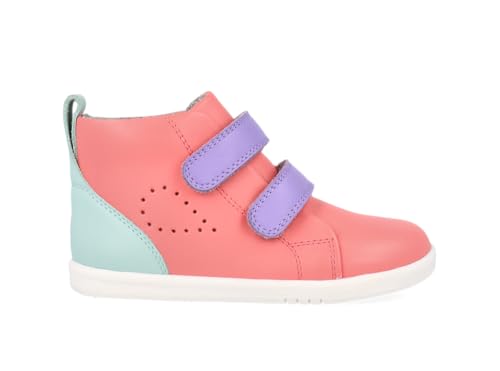 Bobux I-Walk Grass Court High Wanderstiefel aus Leder mit doppeltem selbsthaftendem Riemen, Ocean Coral Mauve Combo, 23 EU von Bobux