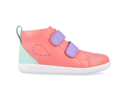 Bobux Kid+ Grass Court High - Wanderexperten - Lederstiefel mit doppeltem selbsthaftendem Riemen, Ocean Coral Mauve Combo, 27 EU von Bobux