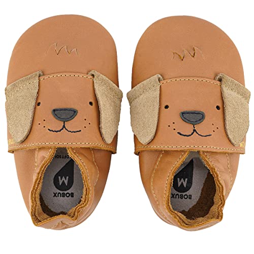 Bobux | Krabbelschuhe Baby viele Verschiedene Designs | Baby Schuhe | Lederpushen Baby | Lauflernschuhe | Kleiner Welpe Braun | 15-21 Monate von Bobux