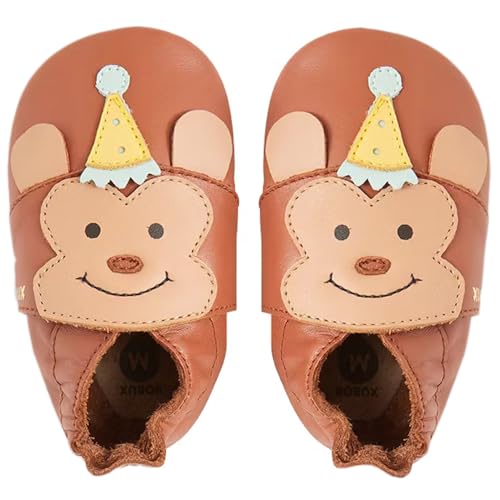 Bobux Soft Sole Cheeky Monkey 1125-191 Kleinkinder Krabbelschuhe mit Affen-Motiv, Hellbraun (Mocha Sandstorm), Gr. 28-29 EU / 4XL von Bobux