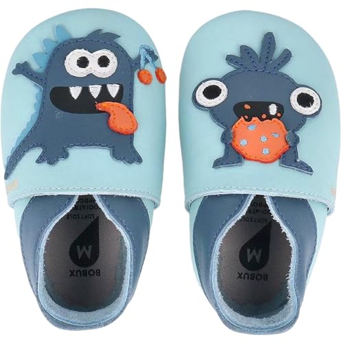 Bobux Soft Sole Messy Monster 1224-173 Kleinkinder Krabbelschuhe aus Leder, Hellblau (Celestial Blue), Gr. 24-25 EU / 2XL von Bobux