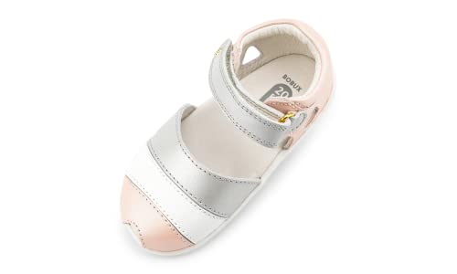 Bobux Step Up Twist Baby-Sandalen aus Leder mit Klettverschluss, Seashell Shimmer Silver Stripe, 20 EU Ancho von Bobux