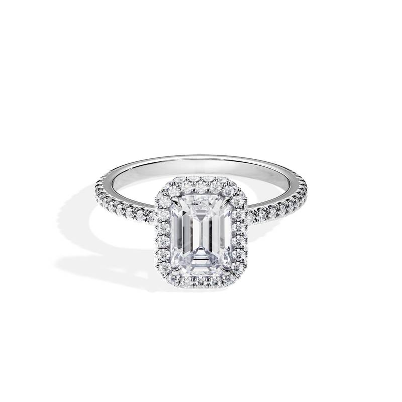 2 Karat Smaragdschliff Moissanite Verlobungsring/Doppelkant Heiligenschein Weißgold 0.6Ct Lab Grown Diamanten von BocajNarima