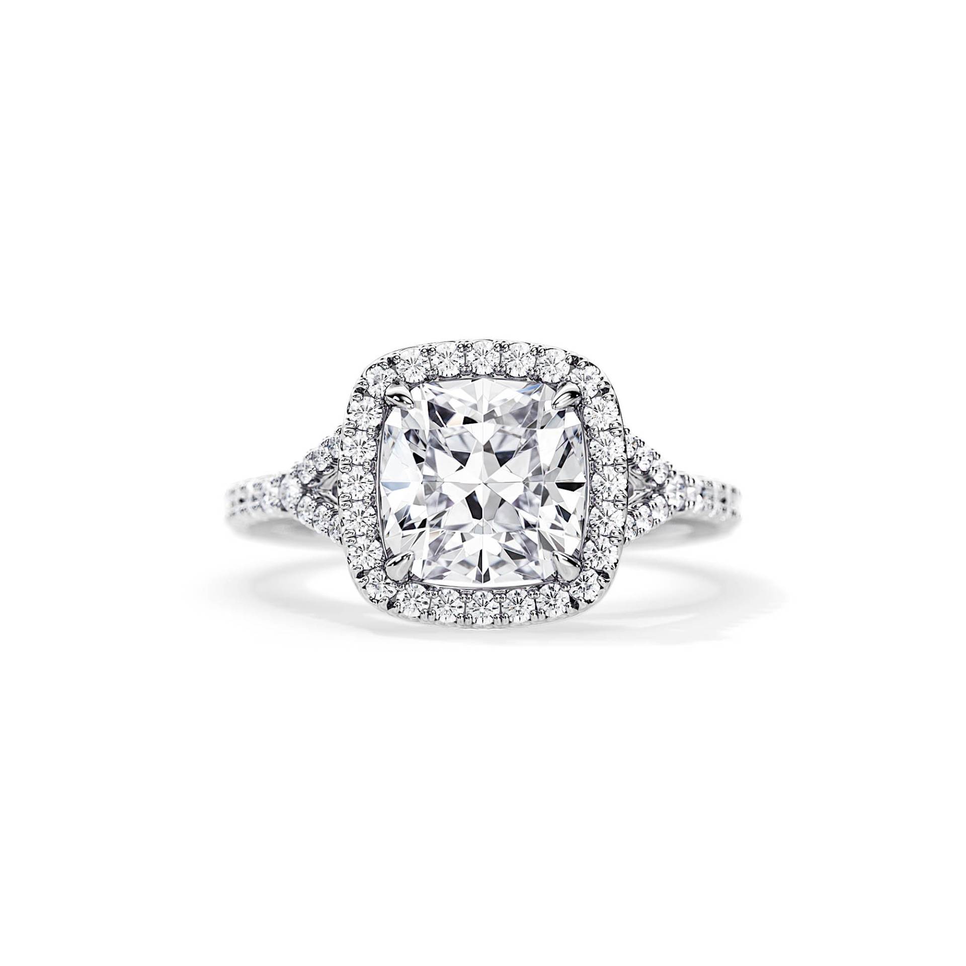 3 Karat Moissanite Verlobungsring/Kathedrale Kissen Halo Ring 0.7Ct Diamanten Mit Akzent von BocajNarima