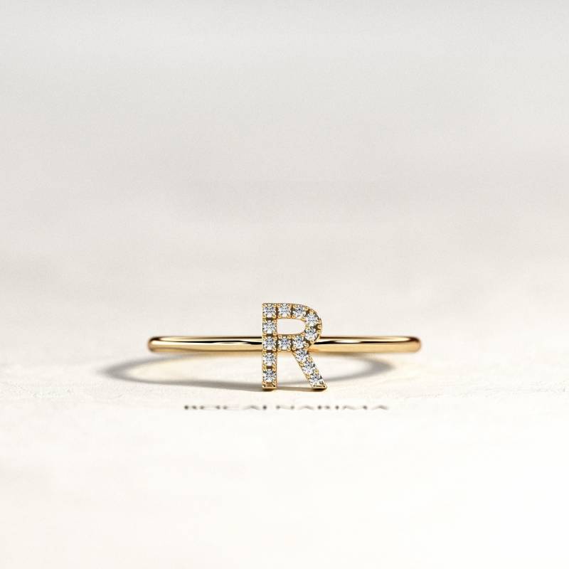 Buchstabe Diamant Ring/Initial Personalisierter Zierliche Benutzerdefinierte von BocajNarima