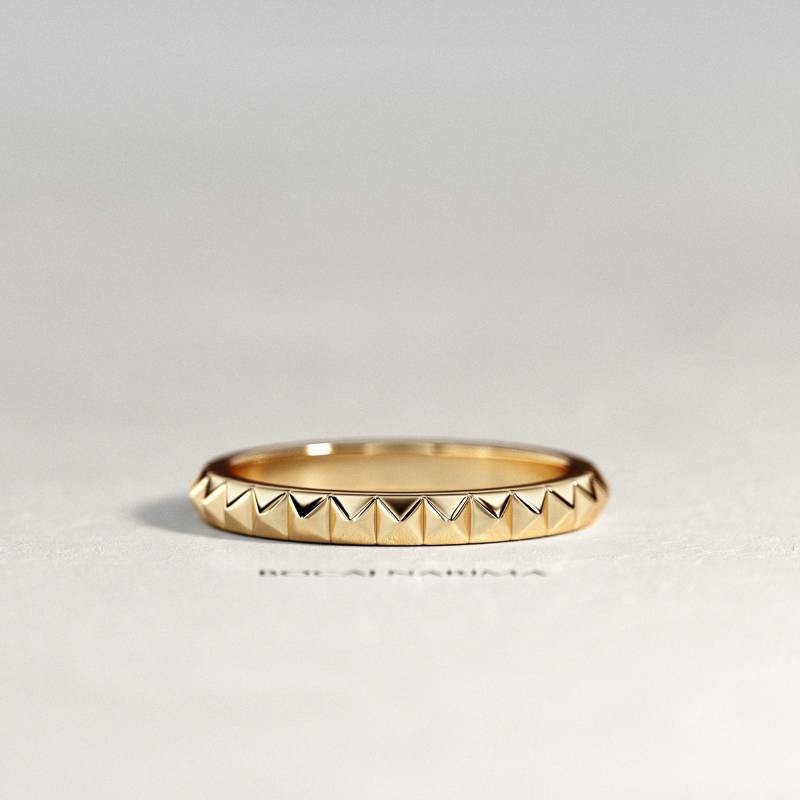 Gold Pyramiden Ring/14K Oder 18K Ohrstecker Ehering Spikes Damen Stapelbar von BocajNarima