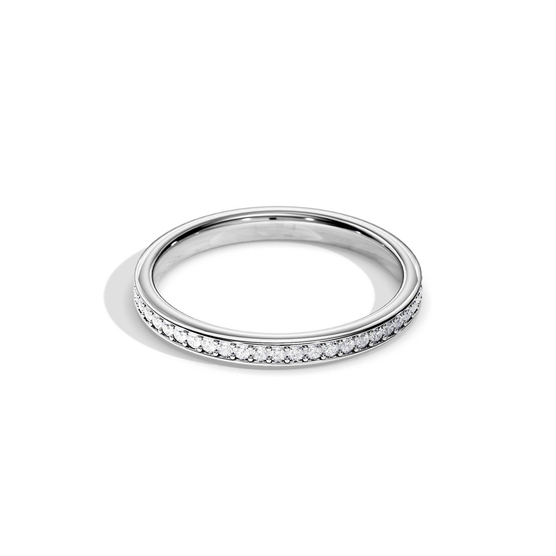 Halb Eternity Diamant Band/Perlen Set Ehering 2.2mm 14K 18K Weißgold Stapelbarer Ring Für Frauen Stapelring von BocajNarima