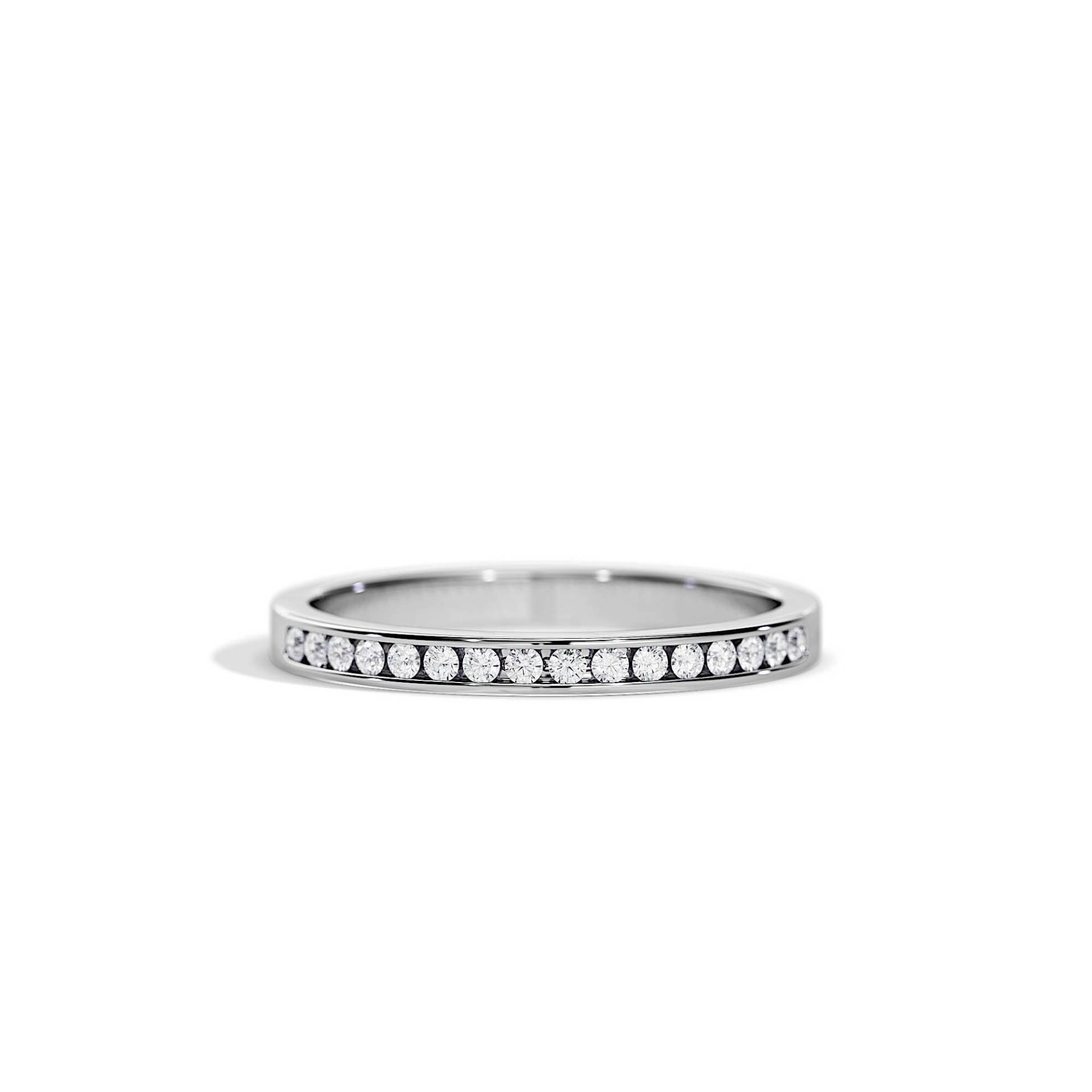 Kanal Set Halb Eternity Band/Diamant Ehering Weißgold Stapelbarer Ring Stapelring Frauen Platin 2.1mm von BocajNarima