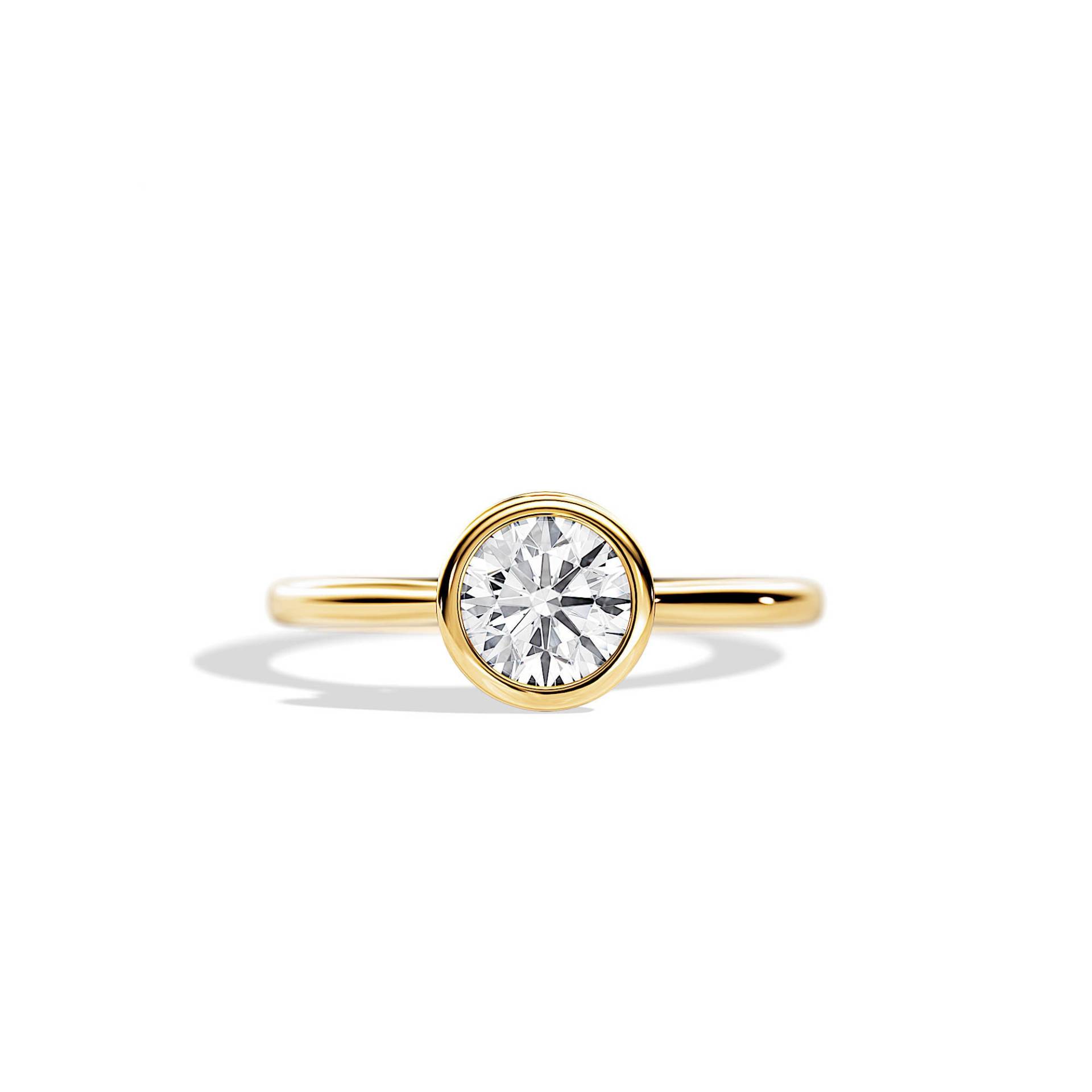 Lünette Set Verlobungsring/1 Karat Moissanite Versteckter Heiligenschein Einzigartiger Brautring Gelbgold von BocajNarima