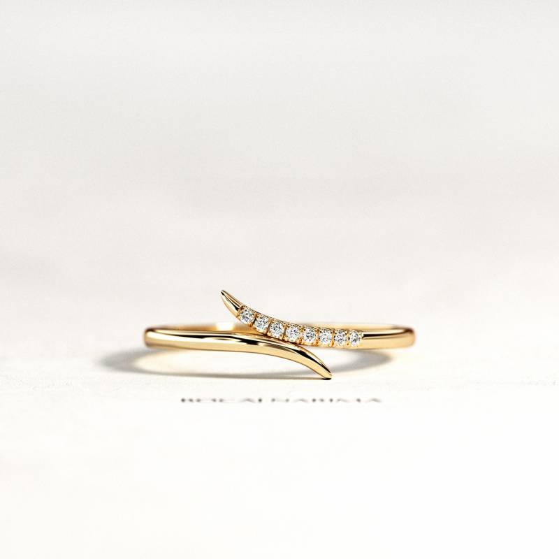 Massiver 14K 18K Gold Diamant Ring/Verdrehter Einzigartiger Band Stapel Mode Für Frauen Bypass von BocajNarima