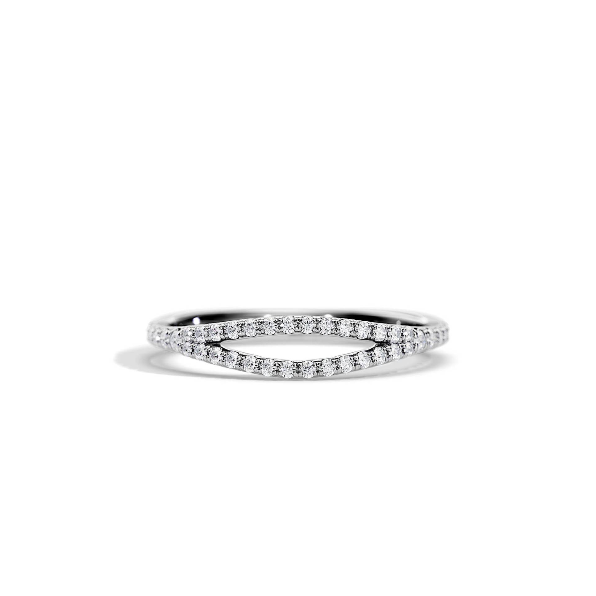 Offener Diamant Ring/0.25Ct Diamanten Ehering Pave Augen Form Geschenk Für Sie Split Shank Unikat Weißgold von BocajNarima