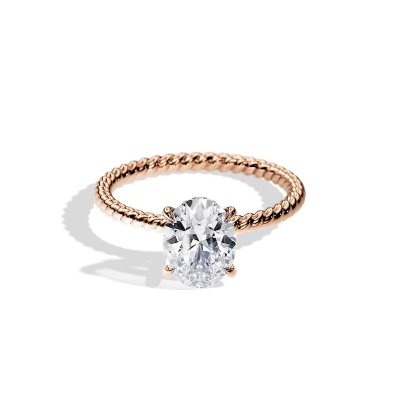 Ovaler Moissanite Ring/2 Karat Ovaler Verlobungsring Geflochtener Rosegold Versteckter Heiligenschein Def Einzigartiger Brautring von BocajNarima