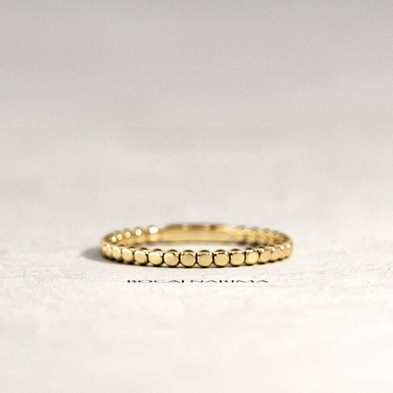 Perlen Ehering/14K Oder 18K Gold Perlenring Kugel Stapelring Zierlicher Bubble Ring Für Frauen von BocajNarima