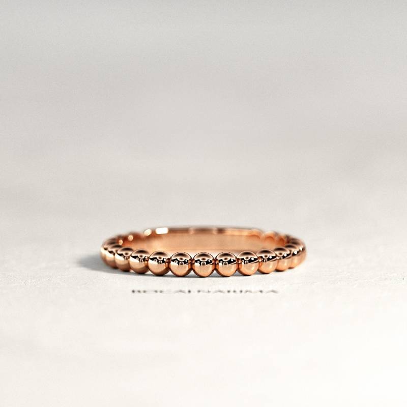 Perlen Ehering/Rose Gold Blase Ring Solid Perlenring Stapelbar Frauen Band Einzigartiges von BocajNarima