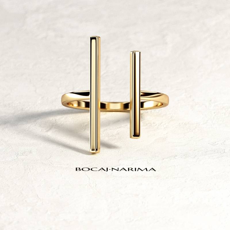 Schlichter Gold Manschette Ring/Bar Offener Mode Für Frauen Geschenk Einzigartige Ehering von BocajNarima