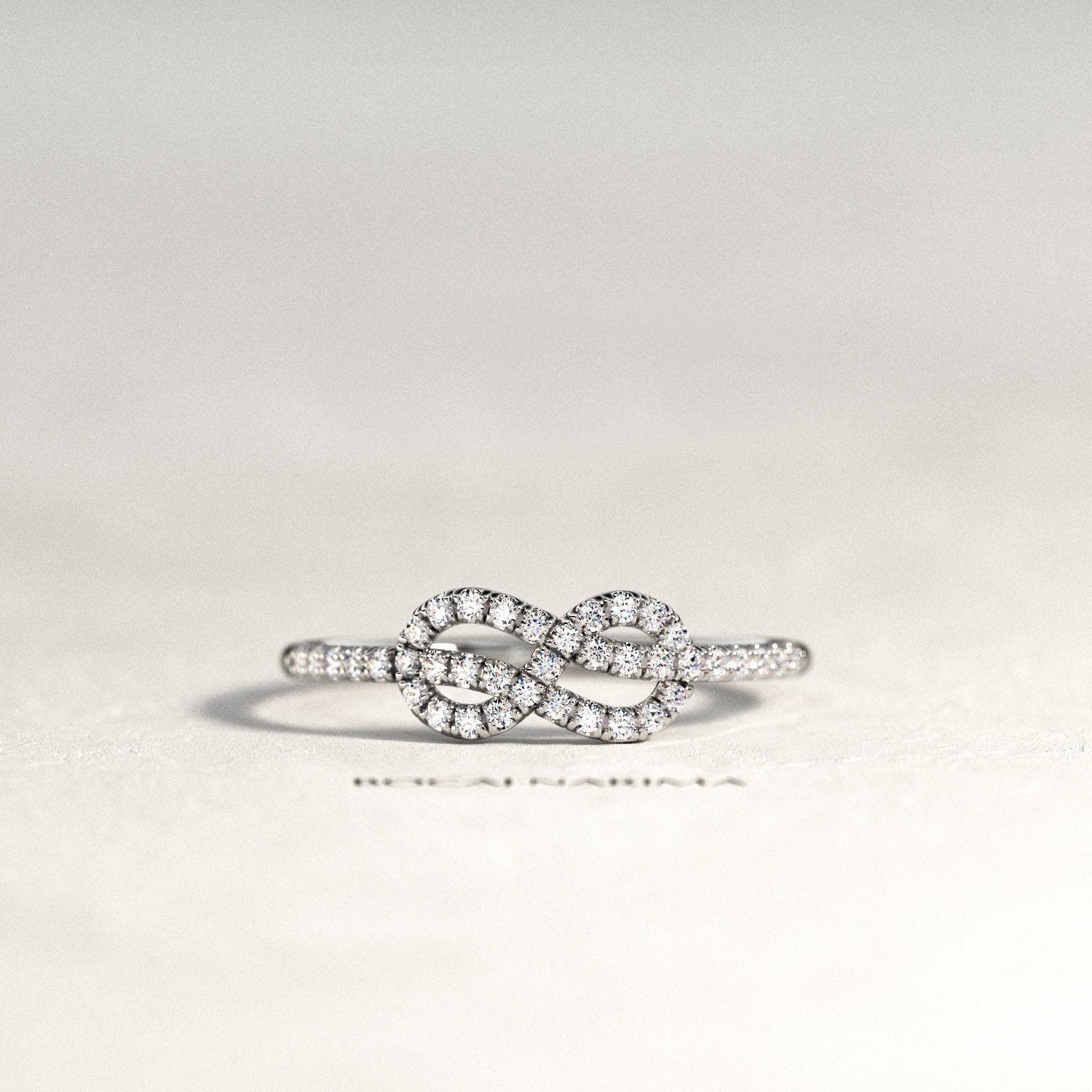 Unendlich Diamant Ring/Knoten 14K 18K Weißgold Pave Geschenk Für Sie Jahrestag Damen von BocajNarima