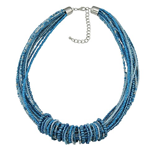 Bocar Chunky Statement Bunte Samenperlen 53 cm Halskette für Frauen (NK-10314-blue) von Bocar