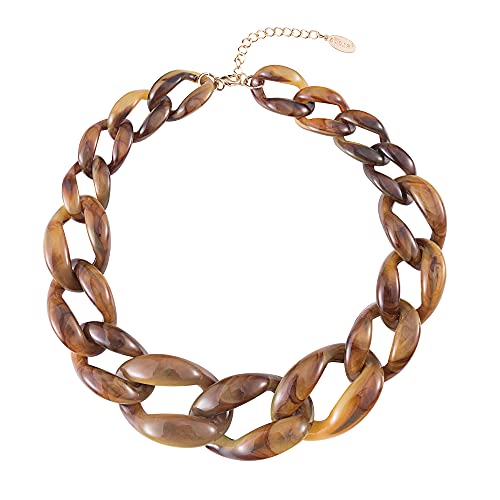 Bocar Fashion Statement Chunky Acrylfarbe Perlen Choker Net Chain Halskette für Frauen Geschenke (NK-10510-Brown) von Bocar