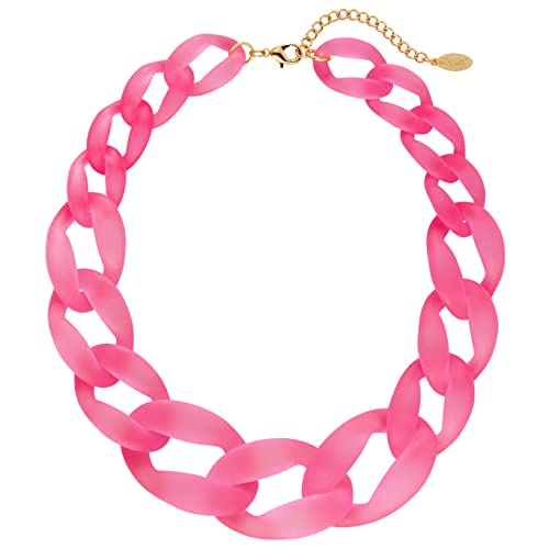 Bocar Fashion Statement Chunky Acrylfarbe Perlen Choker Net Chain Halskette für Frauen Geschenke (NK-10510-Phlox Pink) von Bocar