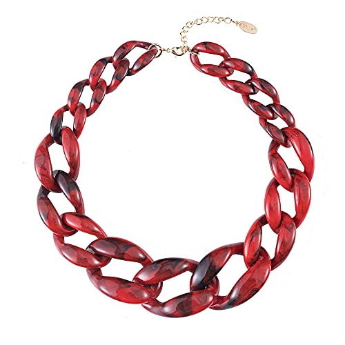 Bocar Fashion Statement Chunky Acrylfarbe Perlen Choker Net Chain Halskette für Frauen Geschenke (NK-10510-Ruby Wine) von Bocar