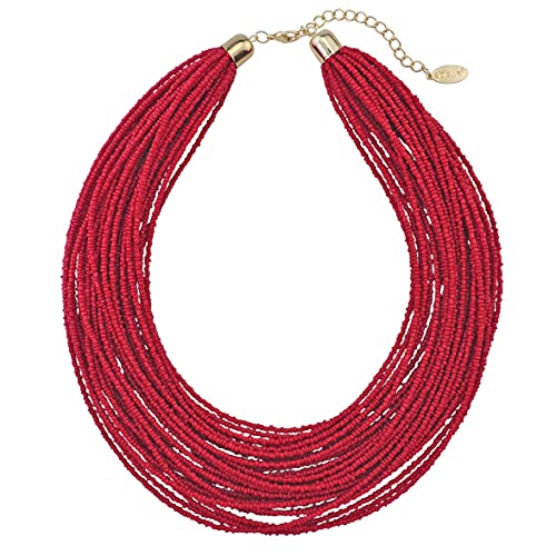 Bocar Mehrschichtige klobige Statement-Rocailles-Cluster-Kragen-Halskette für Frauen, Geschenk (NK-10351), Standard, Acryl, Kein Edelstein von Bocar