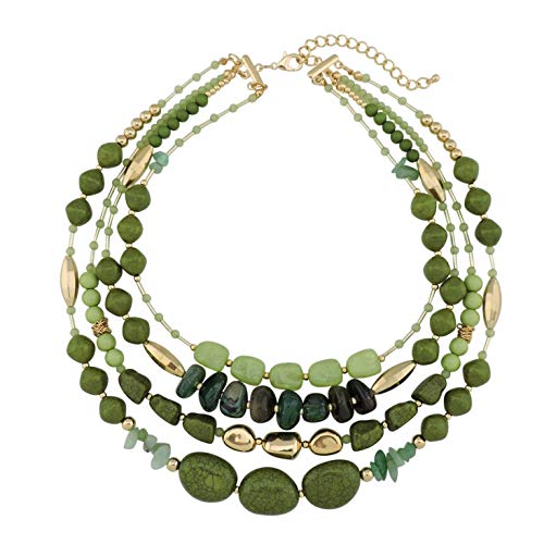Bocar Multi Layer 4 Strang Statement 17 "Halskette mit Kragenperlen für Frauen Geschenk (NK-10533-olive) von Bocar
