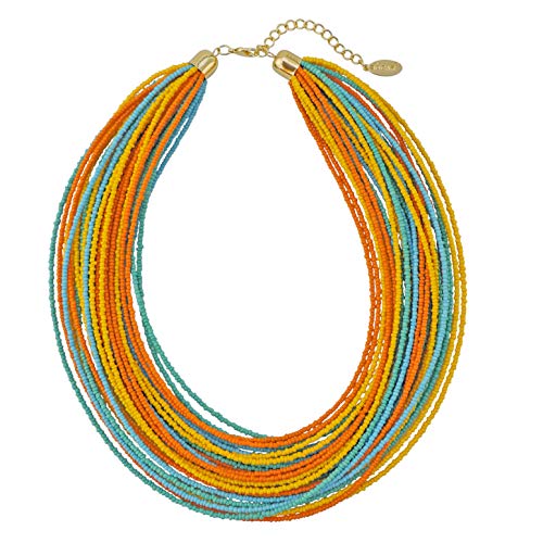 Bocar Multi Layer Chunky Lätzchen Aussage Samenperlen Cluster Kragen Halskette für Frauen Geschenk (NK-10351-Orange Mint Soda) von Bocar