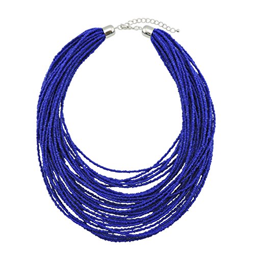 Bocar Multi Layer Chunky Lätzchen Aussage Samenperlen Cluster Kragen Halskette für Frauen Geschenk (NK-10351-royalblue) von Bocar