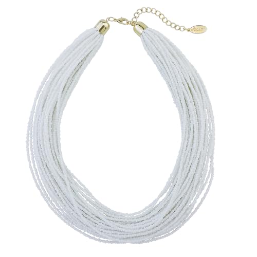 Bocar Multi Layer Chunky Lätzchen Aussage Samenperlen Cluster Kragen Halskette für Frauen Geschenk (NK-10351-white) von Bocar