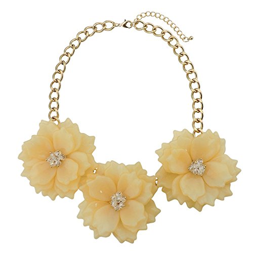 Bocar Statement Chunky Flower Halskette Lätzchen Kragen Schmuck Set für Frauen (NK-10466-Yellow Cream) von Bocar