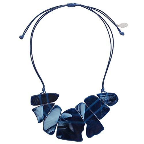 Bocar Unregelmäßige Geometrie, Statement-Anhänger, Halskette, verstellbare Kordelkette, modische Halskette für Damen (NK-10676-Dunkelblau), Acryl, Kein Edelstein von Bocar