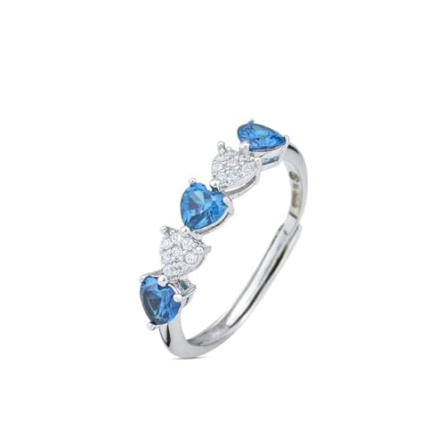 Boccadamo Ring mit blauem Zirkonia und weißem Zirkonia in Herzform AN503P, Silber, Zirkon von Boccadamo