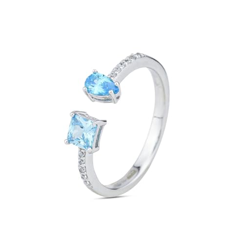 Boccadamo Ring mit zwei facettierten Zirkonia Aquamarin AN508A, Silber, Zirkon von Boccadamo