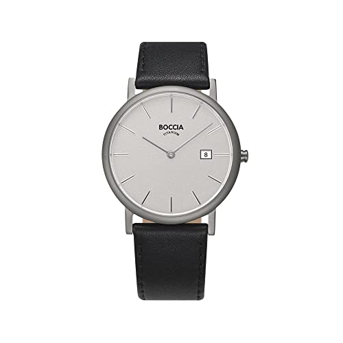 Boccia Herren Analog Quarz Uhr mit Leder Armband 404TT363701 von Boccia