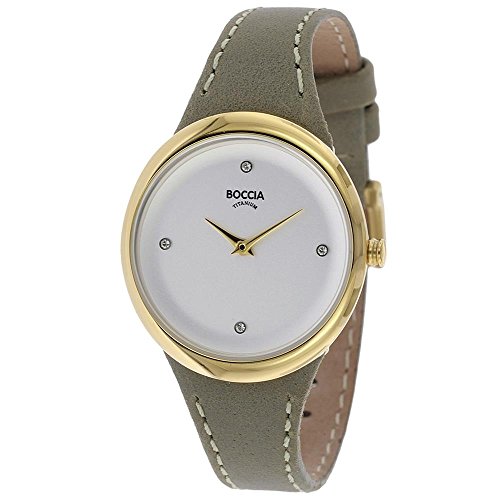 Boccia Damen Analog Quarz Uhr mit Leder Armband 3276-03 von Boccia