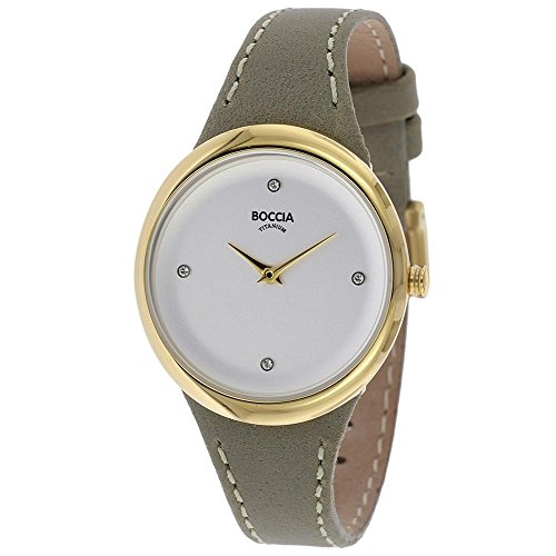 Boccia Damen Analog Quarz Uhr mit Leder Armband 3276-03 von Boccia
