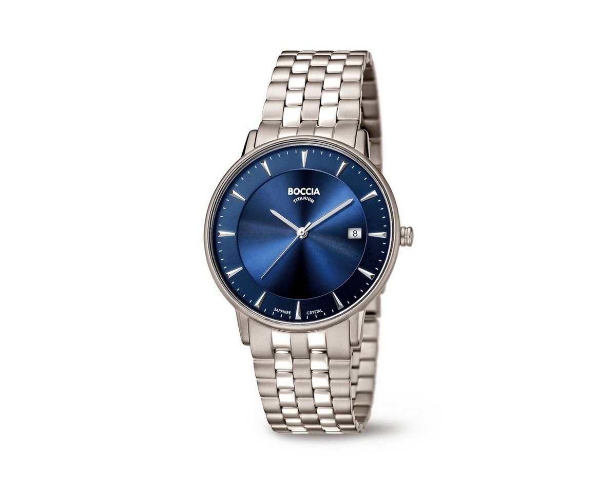 Boccia Automatikuhr Boccia Herren-Uhr 3607-03 Titan mit blauem Ziffernblatt von Boccia