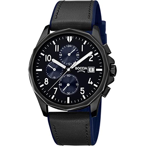 Boccia Herren Analog Quarz Uhr mit Kautschuk Armband 3334-01 von Boccia