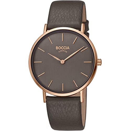 Boccia Damen Analog Quarz Uhr mit Echtes Leder Armband 3273-11 von Boccia