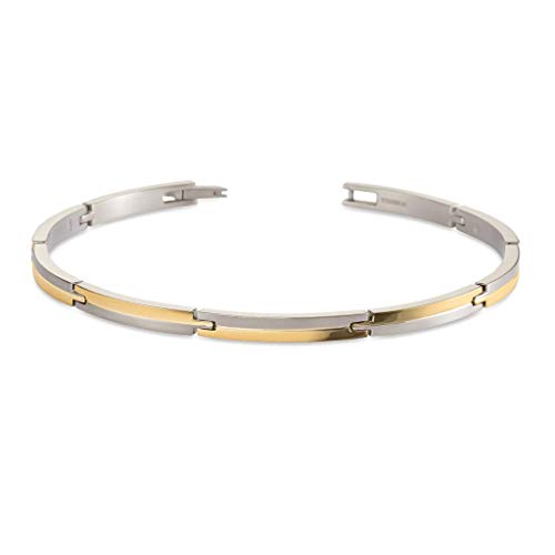 Boccia Damen Gliederarmband aus Titan in der Farbe Silber, goldplattiert, antiallergen, 20cm, 03018-02 von Boccia