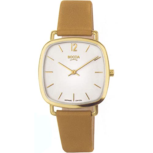 Boccia Damen Analog Quarz Uhr mit Leder Armband 3334-03 von Boccia