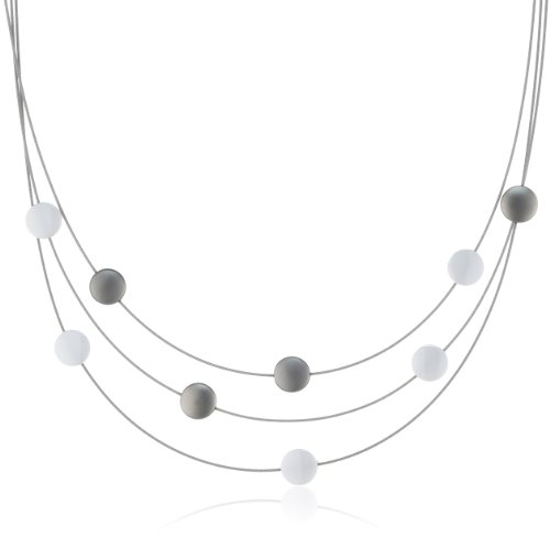 Boccia Damen-Collier Stahl Silikon 4 Titan-und 5 weiße Ceramic-Scheiben 0852-04 von Boccia
