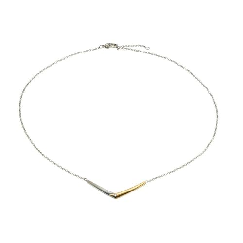 Boccia Damen Collier aus Titan in der Farbe Silber-Gold Poliert mit einem Diamant 0,02ct, Länge Variabel: 39,3cm + 41,8cm + 44,3cm, 08046-04 von Boccia