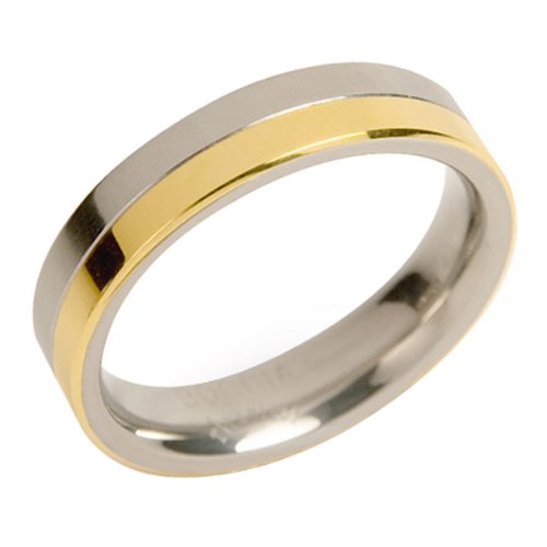 Boccia Damen-Ring teil-goldplattiert Titan GR.63 0129-0263 von Boccia