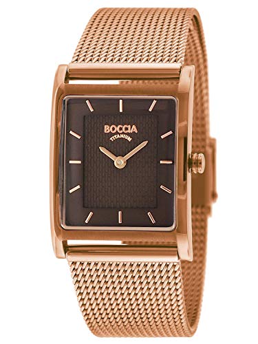 Boccia Damenuhr mit Edelstahl Mesh-Band roségold 3294-07 Titan von Boccia