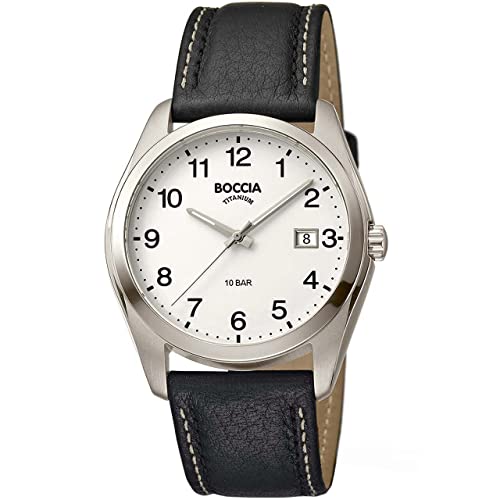 Boccia Herren Analog Quarz Uhr mit Leder Armband 404TT3608-13 von Boccia