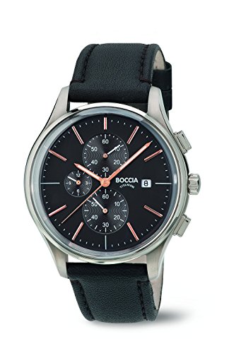 Boccia Herren-Armbanduhr Chronograph Quarz Leder 3756-02 von Boccia