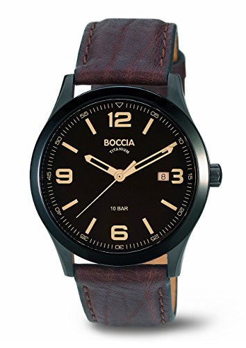 Boccia Herren-Armbanduhr XL Analog Quarz Leder 3624-02 von Boccia