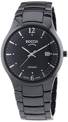 Boccia Herrenuhr Analog Quarz mit Keramikarmband – 3572-02 von Boccia