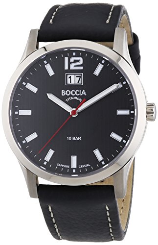 Boccia Herren-Armbanduhr XL Titanium Analog Quarz Leder 3580-01 von Boccia